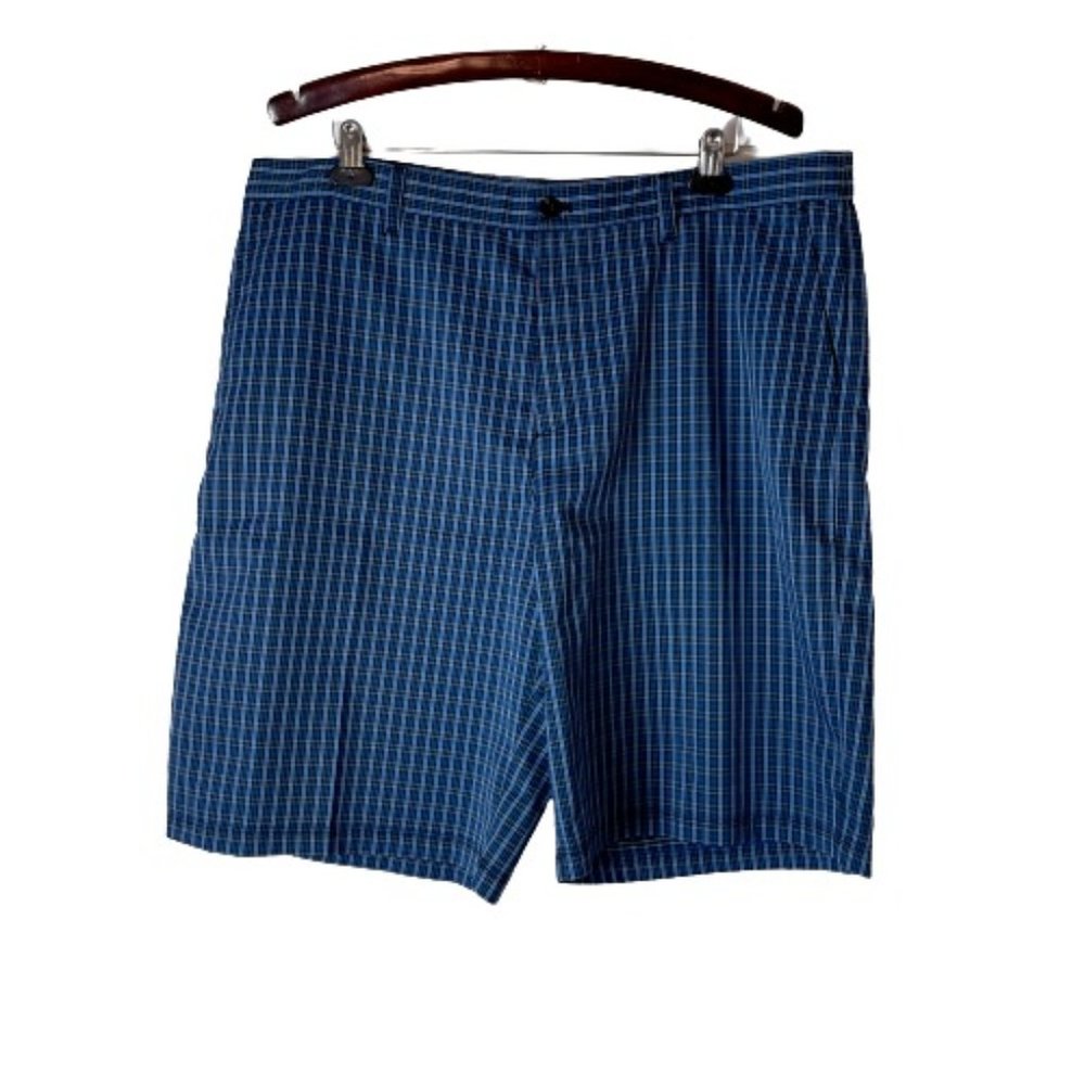 Adidas Mens Plaid Shorts Blue Black Size 40 New